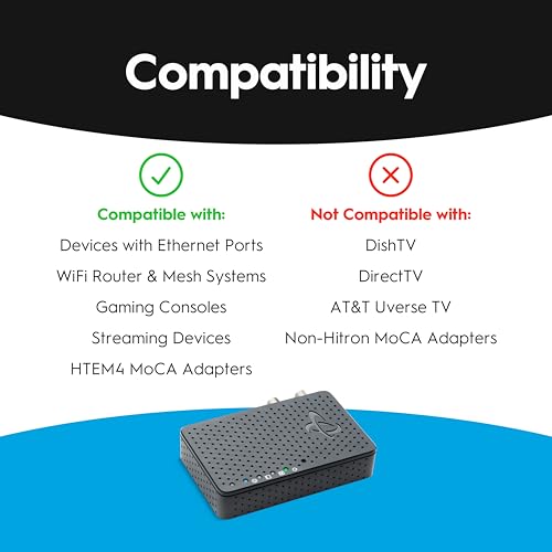 Image of Hitron MoCA 2.5 Adapter - Single Unit - Requires 2ND Adapter to Work| Requires Connected Coax Network | Up to 1 Gbps Ethernet Over Existing Coax | Ideal for Cable Internet Homes