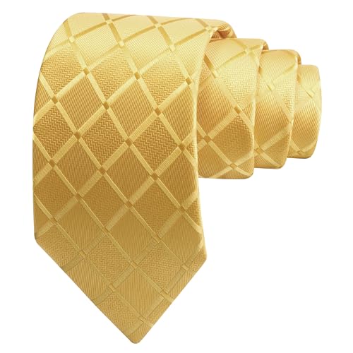 Image of GUSLESON 3.15 inch(8cm) Mens Tie and Lapel Pin Plaid Checkered Necktie Hankerchief Cufflinks Set for Men