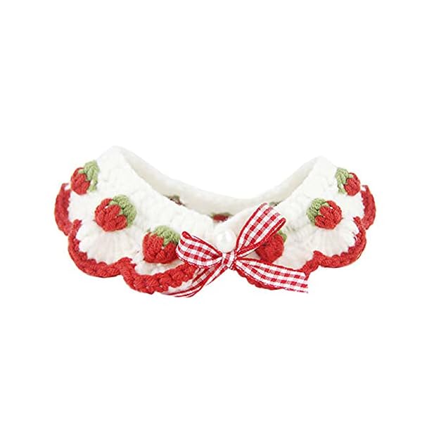 Cat collar breakaway kitten collar with cute bow tie and strawberry pattern comfortable for kitty and some puppies (s) - image 3