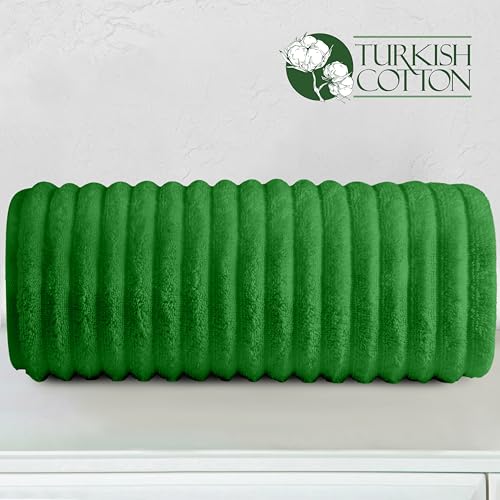 Image of Elegant Comfort 100% Turkish Cotton Corduroy Ribbed Luxury Jumbo Bath Towel Ultra Soft - 35 x 70 Inch - Luxury Spa Premium Hotel Quality Highly Absorbent and Quick Dry Large Bath Towel, Emerald Green