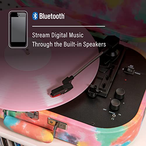 Crosley CR8009B-TD Discovery Vintage Valise Tourne-Disque Bluetooth entrée/Sortie 3 Vitesses Tie-Dye - Les Beatles, Paul McCartney, John Lennon, RIngo Starr, George Harrison Crosley CR8009B-TD Discovery Vintage Valise Tourne-Disque Bluetooth entrée/Sortie 3 Vitesses Tie-Dye – Image 5