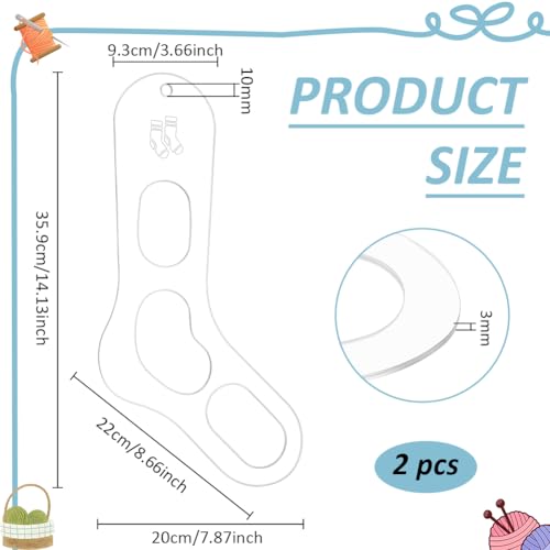 Image of BENECREAT 2Pcs Acrylic Sock Blockers, Clear Knitting Sock Ruler Stocking Blockers Socking Stretchers for Handmade Knitting & Crochet Stocking Knitters, 3mm Thick