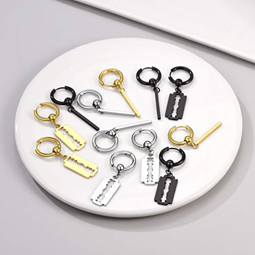 Bar Earrings Stainless Steel Long Dangle Geometric Huggie Punk Black Gold Egirl Eboy Gift Men Women Drop Line Earring #TOP5