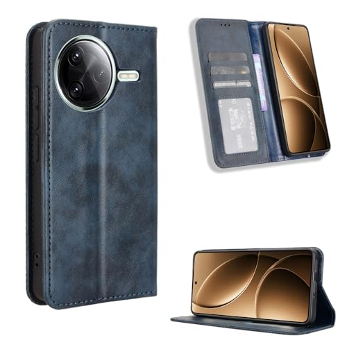 Kukoufey Compatible with Xiaomi Redmi K80 5G Phone Protective Case,Flip Leather Wallet Cover Compatible with Xiaomi Poco F7 Pro / F7 Ultra 5G Case Blue