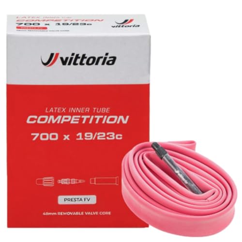 Vittoria Competition Latex Tube - Performance Bike Tire Tube - Lightweight Bicycle Inner Tubes for Racing (700x25/28), Black (TUV1TA00002)