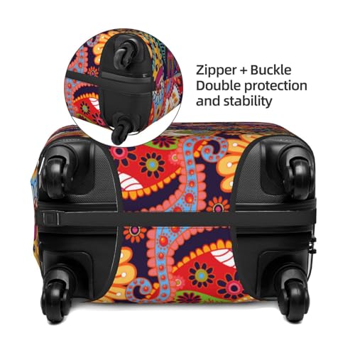 Travel Luggage Cover,Bright Floral Paisley Stretch Suitcase Cover Protector with Zipper Closure For 18-32 Inch Luggage3