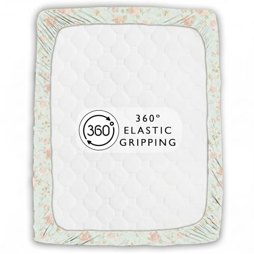 Image of Story@Home King Size Air Cotton Bedsheet 240 TC Fitted Sheet with 2 Pillow Covers, Soft & Durable Bed Sheet for King Bed (270 x 250 cm, Floral Print, Light Blue & Peach)