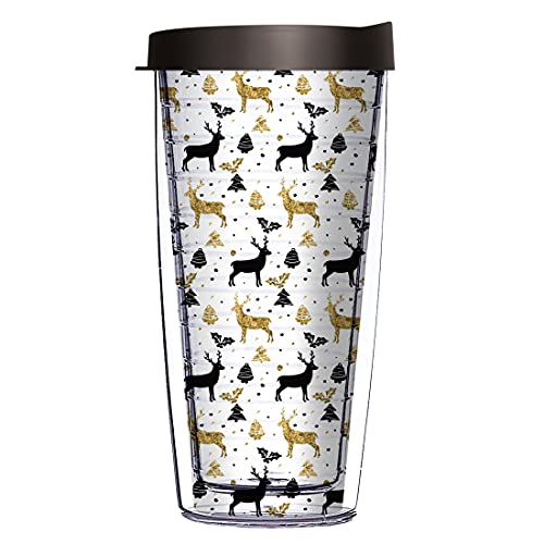 Comfy Hour Trinkbecher mit schwarzem Deckel, Design: Elch, 473 ml, transparent Cover