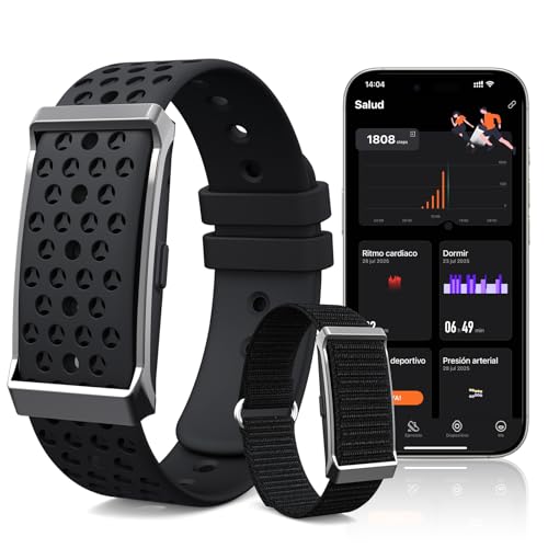 iSo Tech Pulsera Inteligente Sin Pantalla, Smartwatch Fitness Tracker con Monitoreo 24/7 de Actividad, Sueño & Frecuencia Cardíaca, Modo Multideporte, GPS, Batería 35 Días, IP68 para Mujer Hombre