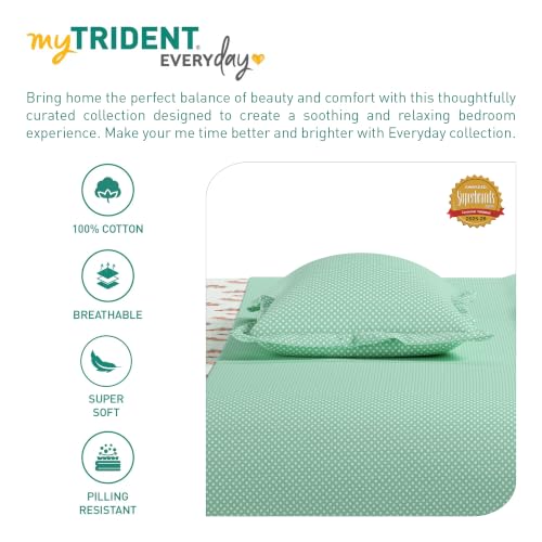 Image of Mytrident Bedsheet for Double Bed Queen Size |90 Inches x 100 Inches | Little Bloom Green
