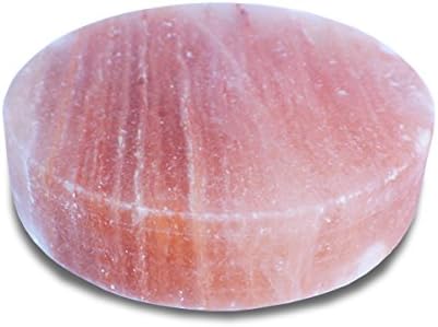 New Nature Organic Pure Pink Himalayan Salt Round Plate Block Slab - 8" x 2"