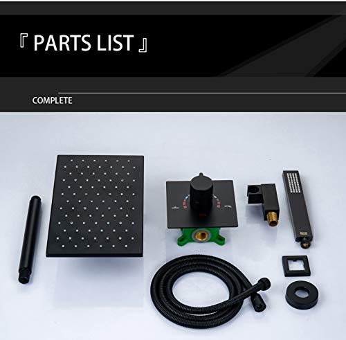 Sistema de Ducha Smart Rain con cabezal de ducha de lluvia de 8X12 pulgadas montado en techo y kit mezclador de ducha de mano de latón (Negro Mate) miniatura 6