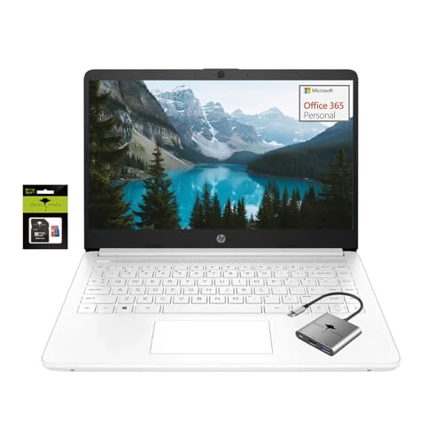 HP (エイチピー) 14インチ超軽量ノートパソコン 学生やビジネス用 Intel Celeron N4120 16GB RAM 192GB ストレージ (64GB eMMC + 128GB Ghost Manta SDカード)、1年間のMicrosoft