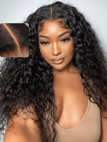 UNICE Bye Bye Knots Glueless Wig Pre Plucked Pre Cut Water Wave 7x5 Lace Front Wigs Human Hair Wet and Wavy Put on and Go Glueless Human Hair Wig 150% Density 18 inch