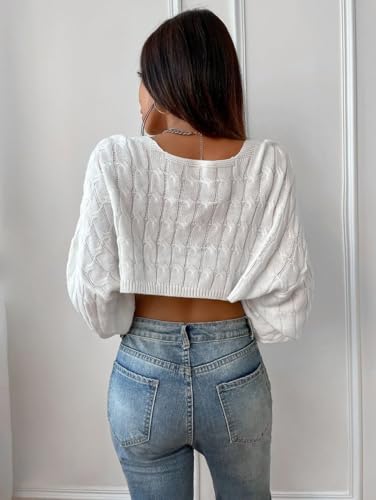Image of Womens Long Sleeve Open Front Crop Cardigan Sweater Drop Shoulder Shrugs Knit Bolero Sweaters Tops Outwear