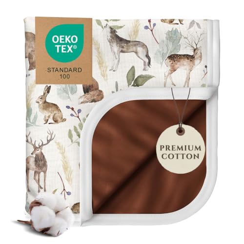Image of Pobibaby Blanket Boys, Toddler Blanket, 50x50, Cotton (Wildlife Animal) | Baby Blanket Boys, 3-Layer, Kids Blanket, Stretchy Jersey Knit, Baby Quilt, Warm Cozy Crib Blanket, Shower Gift, Machine Wash