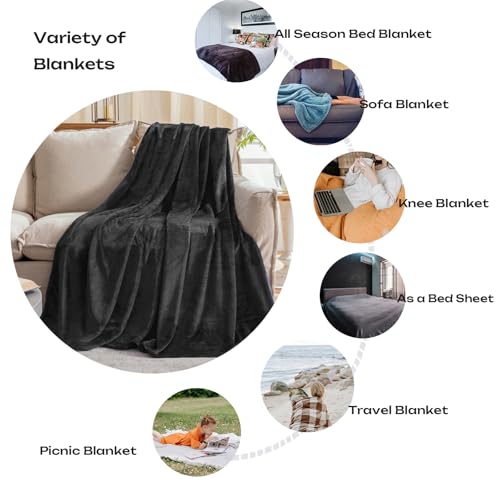 Image of JIAHANNHA Fleece Dark Grey Blanket Throw Blankets for Sofa Couch Bed 280GSM,Super Soft Cozy and Luxury Bed Blanket for All Season Twin Size 60 x x80 inches