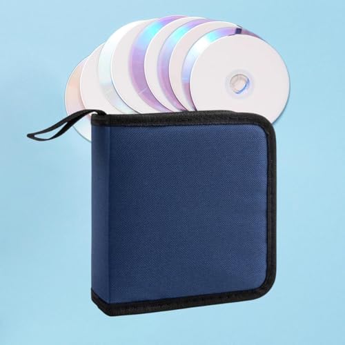 Estuche para CD azul de 40 discos con cierre de cremallera y diseño compacto de tela Oxford 6