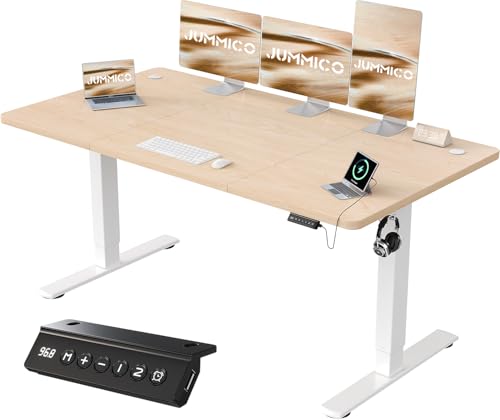 JUMMICO Höhenverstellbarer Schreibtisch mit USB-Ladeanschluss 160 x 70 cm, Schreibtisch Höhenverstellbar Elektrisch, Steh-Sitz Tisch Stehpult Verstellbarer Computertisch,Standing Desk,Beige JUMMICO Höhenverstellbarer Schreibtisch mit USB-Ladeanschluss 160 x 70 cm, Schreibtisch Höhenverstellbar Elektrisch, Steh-Sitz Tisch Stehpult Verstellbarer Computertisch,Standing Desk,Beige