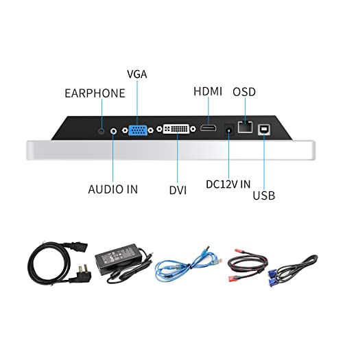 Image of GreenTouch 12.1 Inch PCAP Multi-Touch Touchscreen Monitor - HDMI /VGA /DVI Port Built-in for Kisok - 1024 * 768 Resolution