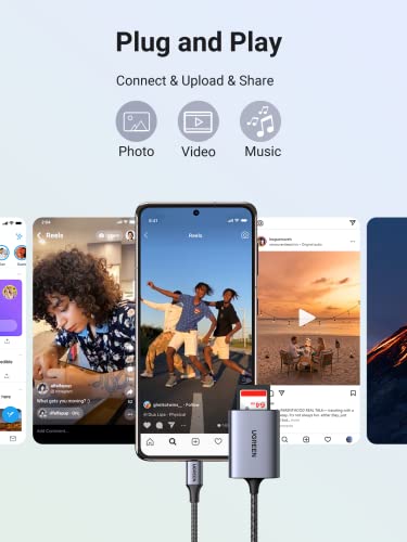 UGREEN USB C 3.0 Lettore di Schede SD TF, Adattatore Micro SD OTG in Allumino, Card Reader Compatibile con iPad Pro 2022, MacBook Pro 2023, MacBook Air, Galaxy S23/22, Xiaomi 13/12, Huawei P50