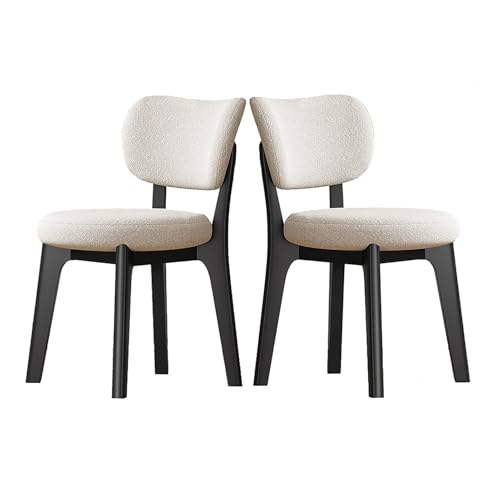 Juego de 2 sillas de comedor de madera maciza, sillas tapizadas con respaldo curvado y diseño sin brazos para comedor y sala de estar, acabado natural