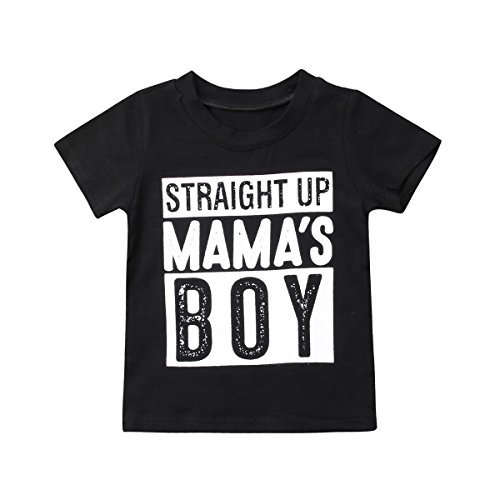Toddler Kids Baby Boy Mother's Day Outfit Cotton Short Sleeve Black T-Shirt Toddler Mother's Day Shirt 1-6t (Black, 1-2 Years)