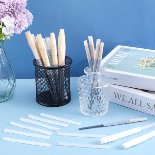 Image of GORGECRAFT 200Pcs Makeup Brush Pen Guard Protector Reusable Net Thread Spool Savers Expandable Mesh Cover Plastic Sewin Thread Netting Machine Embroidery Net for Eyeshadow Brush Sewing, White