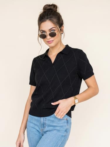 Image of JUNEBERRY Women's Flatknit Solid Half Sleeve Polo T-Shirt with Collared Neck, Casual Style for Office, Travel, (Sizes S to 2XL)
