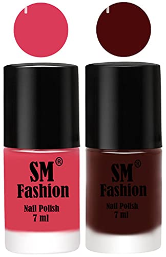 Image of Long Lasting Nail Polish | Nail Paint Combo 7 ml Each) - Set of 2 Rose-Wine