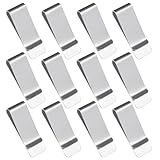Slim Money Clips, 12 Pcs Stainless Steel Money Clips for Men Metal Cash Clip Minimalist Credit Card Holder Pocket Wallet Clip for Cash ID Cards Bill (Silver)