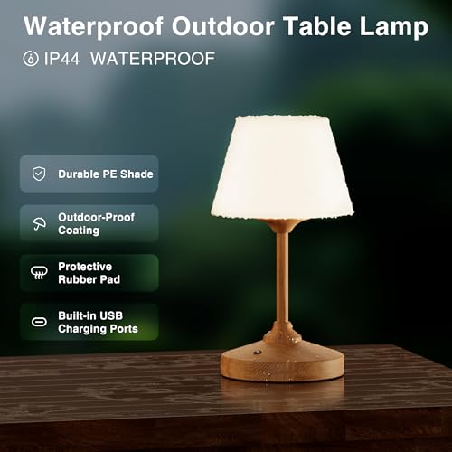 Image of Dawnwake Table Lamp Cordless Lamp,Outdoor Waterproof Shower Lamp,5000mAh Rechargeble Battery Operated Lamps Dimmable Touch Desk Lamps,LED Night Light for Bathroom Patio Camping Restaurant Home