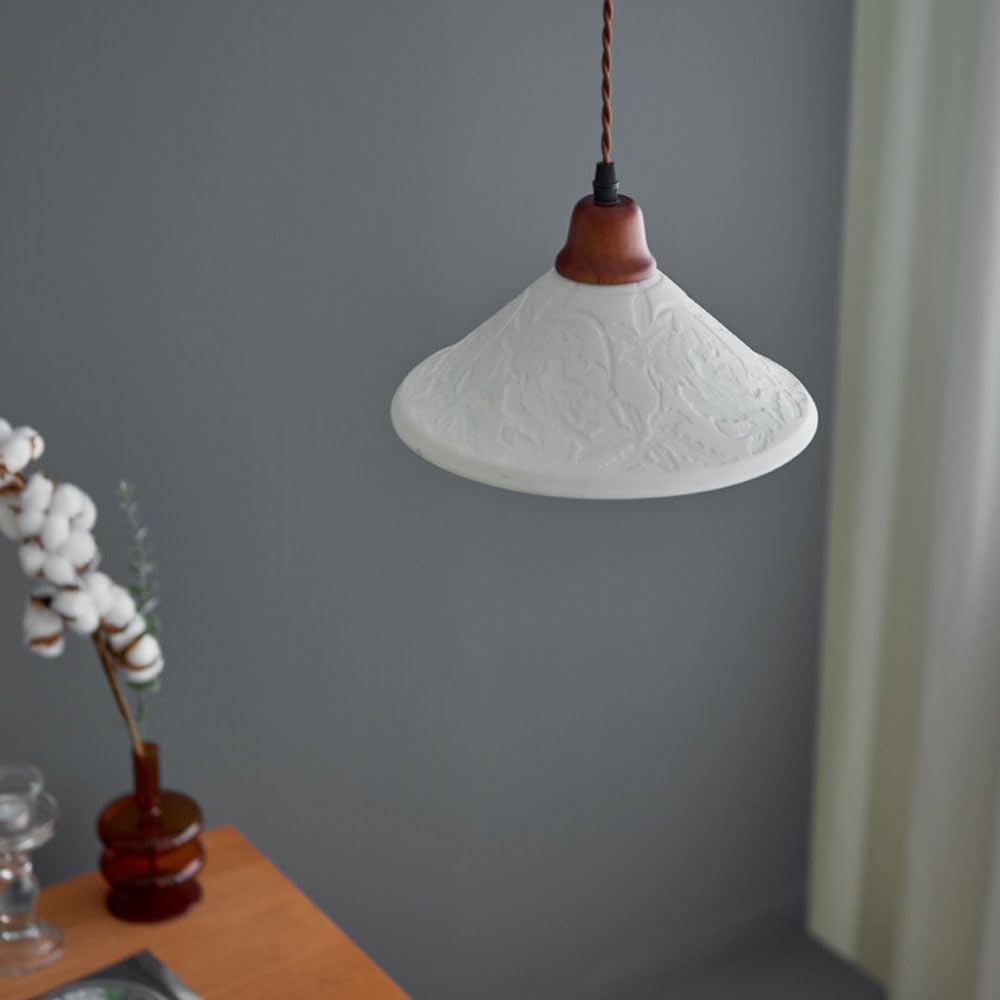 Brązowy drewniany korpus lampy wiszące oprawy sufitowe, ceramiczny abażur, oświetlenie wewnętrzne, lampa wisząca z regulowaną liną, do sypialni, oprawy sufitowe do salonu Star of Light