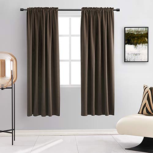 Image of DONREN Coffee Colour Blackout Curtains Rod Pocket Curtain Panels -Thermal Insulated Curtains for Living Room (52 W x 72 L Inch,2 Panels)