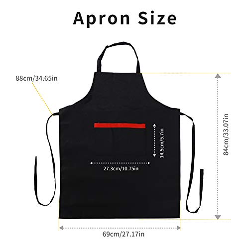 Image of Tosewever 2 Pack Adjustable Bib Apron with 2 Pockets, Waterdrop Resistant Cooking Kitchen Aprons for Women Men Chef Couple BBQ Painting (Black, 2)