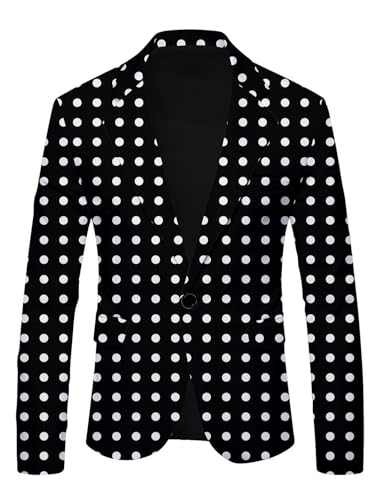 Men's 2 Pieces Suit One Button Polka Dots Jacket with Solid Pants for Wedding Business Dinner Prom2