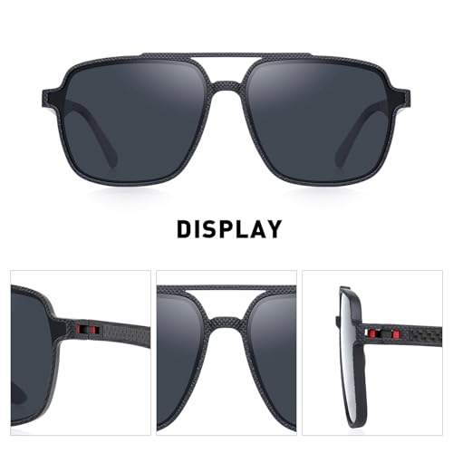 Polarized Sunglasses for Men Lightweight TR90 Frame Double Bridge Square Sun glasses3