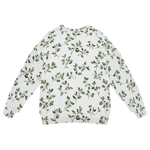 JUNZAN Chic Leaf Thyme White Kids Boys Sweatshirts Hoodies Crewneck Hoodie for Boys Sports 4T2