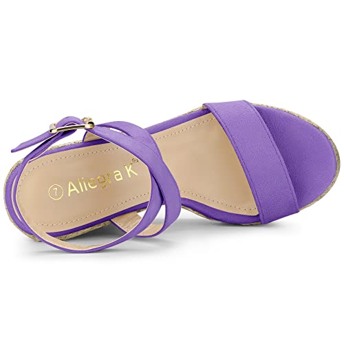 Allegra K Women's Slingback Crisscross Espadrille Wedge Heel Purple Sandals 8.5 M US