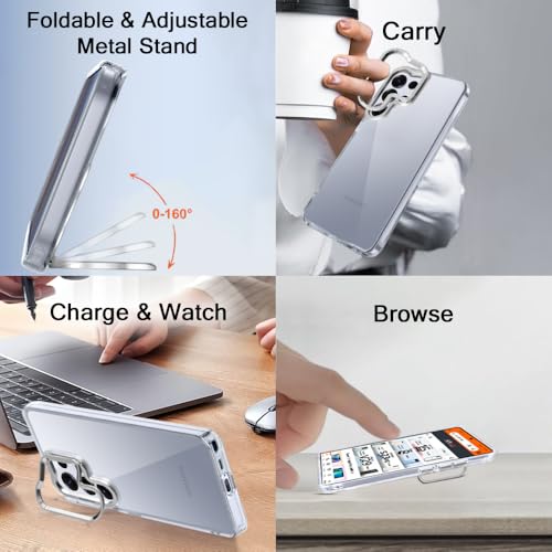 Image of TheGiftKart Hybrid Back Cover Case for Samsung Galaxy S25 Ultra 5G | Built-in Stand | Shockproof Hard Back Case Cover for Samsung Galaxy S25 Ultra 5G (PC & TPU, Clear Back, Transparent Sides)