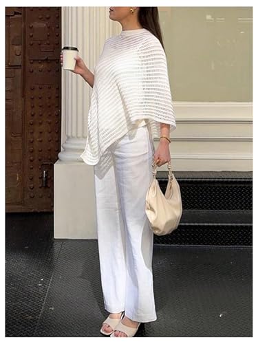 SHENHE Women's Crochet Poncho Top Sheer Hollow Out Shawl Lightweight Sweater Shrug4