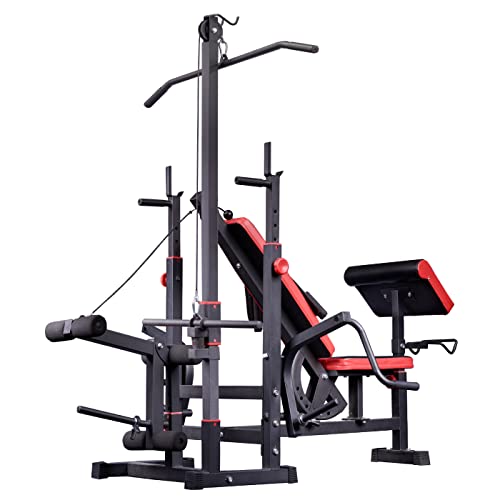 Universal Hantelbank Kraftstation Fitnesscenter mit Latzug, Curlpult, Butterfly, Bein- und...