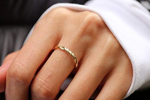 Miniatura 2 de Anillo de nudo de oro macizo de 14 quilates, anillo de nudo de amor infinito de oro de 14 quilates, anillo apilable de 14 quilates para mujer,