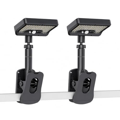 Clip On Solar Lights Outdoor Waterproof, 2 Pack Solar Motion Lights Outdoor with 3 Color...