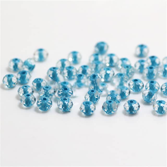 50 cuentas de cristal facetado de Austria, 4 x 6 mm, color rojo oscuro, cuentas espaciadoras sueltas, cuentas redondas para hacer joyas, interior verde, azul