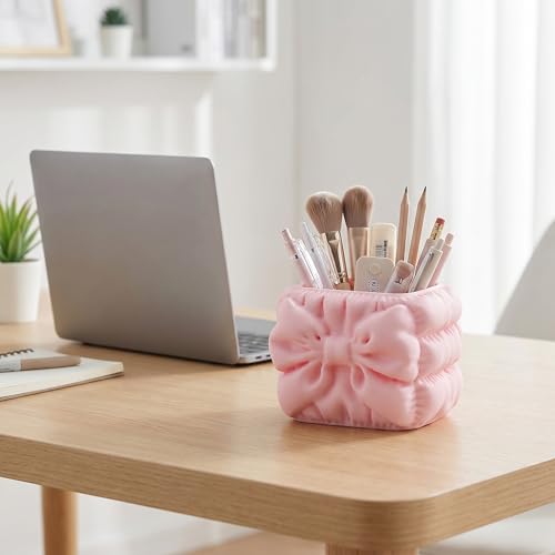 Image of Make up organizer, Pen stand for table, makeup organizer, pen holder for desk, pencil holder, office desk organizer, makeup holder for women (Bow-shaped)