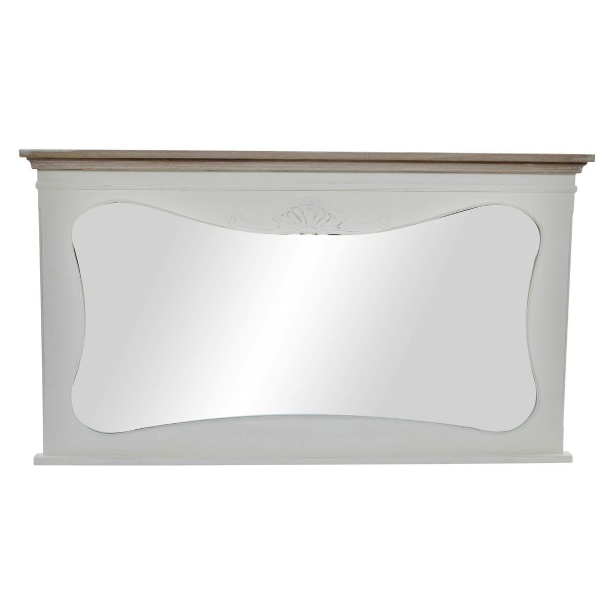 DKD Home Decor Espejo de Pared Blanco Madera Natural 105 x 64 x 4,5 cm