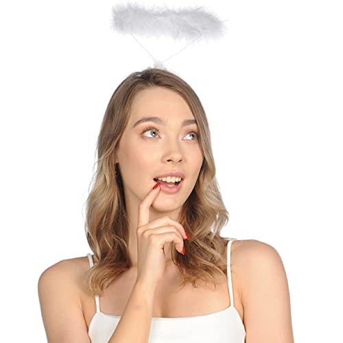 Hatstar Heiligenschein Haarreif weiß | Damen Haarreifen Engel | zum Ergänzen des Engelskostüm | als Accessoire zu Fastnacht, Karneval und Fasching Cover