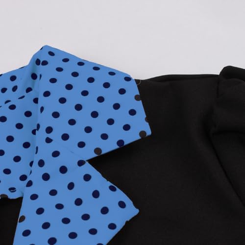Image of ODIZLI Women's 1950s Retro Dress Short Sleeve Notched Lapel Polka Dot Stripe Swing Dress with Belt Cocktail Dress