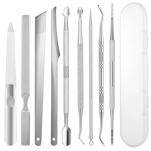 Yatrosynth Set de Pedicura, 9 Piezas Kit de Eliminación de Uñas Encarnadas de Acero Inoxidable, Cuchillos de Pedicura Profesionales, Herramientas para Uñas Encarnadas